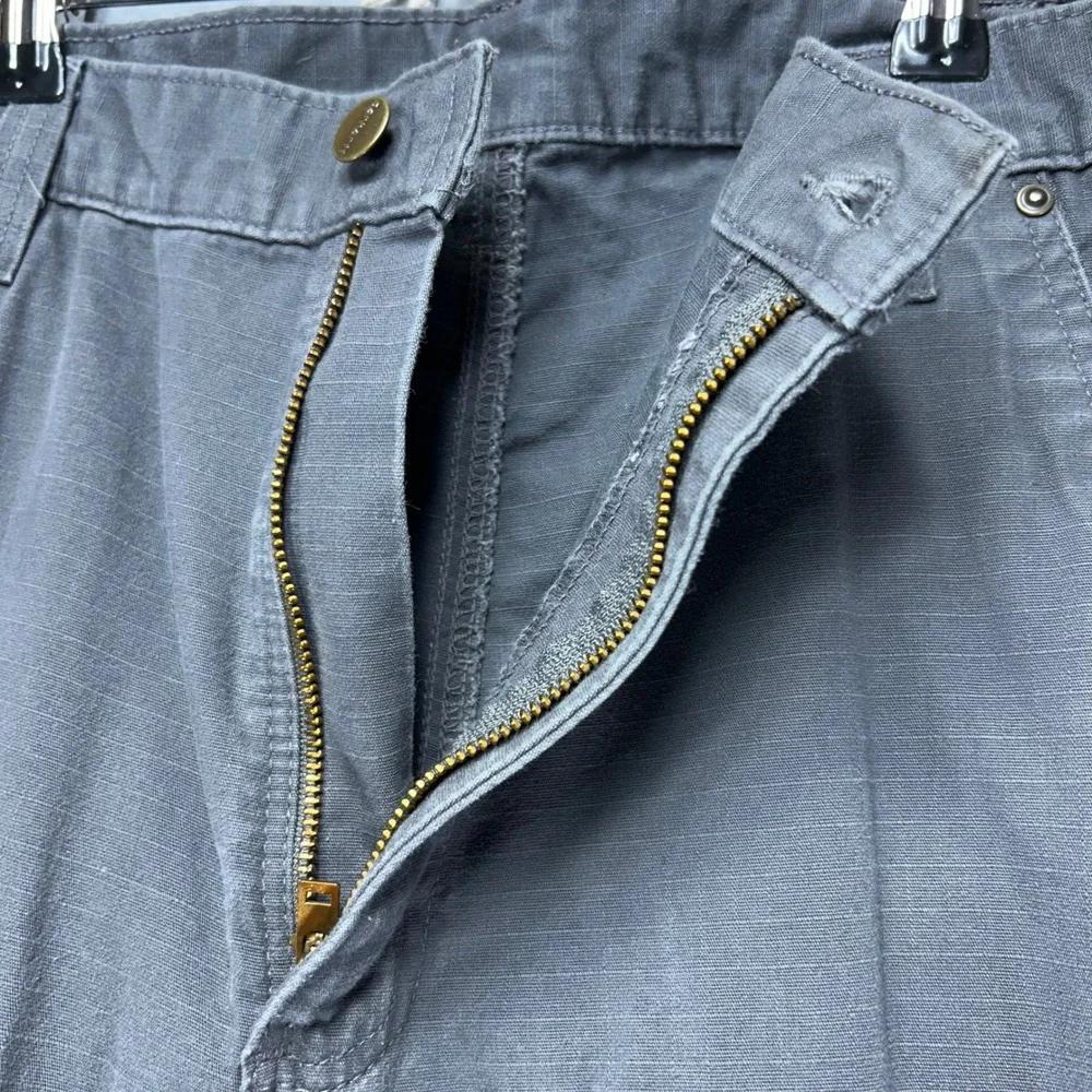 Carhartt Cargo Pants B342GVL Mens 37x33 Gray Cotton Ripstop Workwear Utility